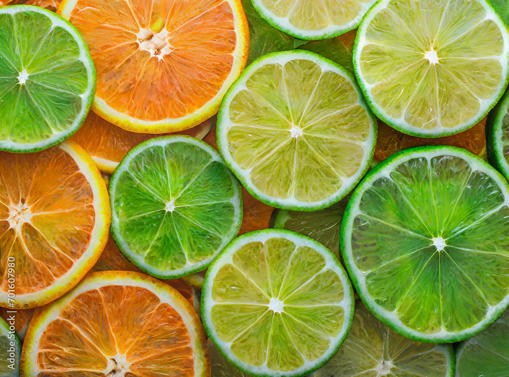Fototapeta premium lime slices background for advertising and design; lemon, orange