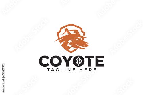 coyote with cowboy hat logo design for hunting outdoor sport club