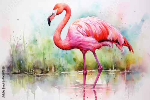 Flamingo watercolor style 