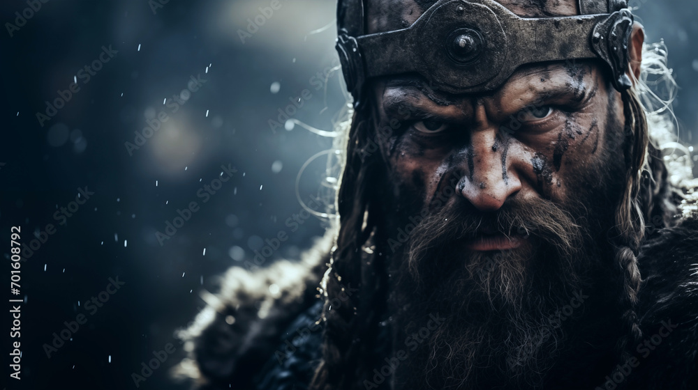 stoic viking warrior with intense gaze amidst a rainstorm wallpaper background stoic viking warrior with intense gaze amidst a rainstorm wallpaper background