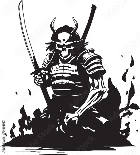 Skull samurai illustration design