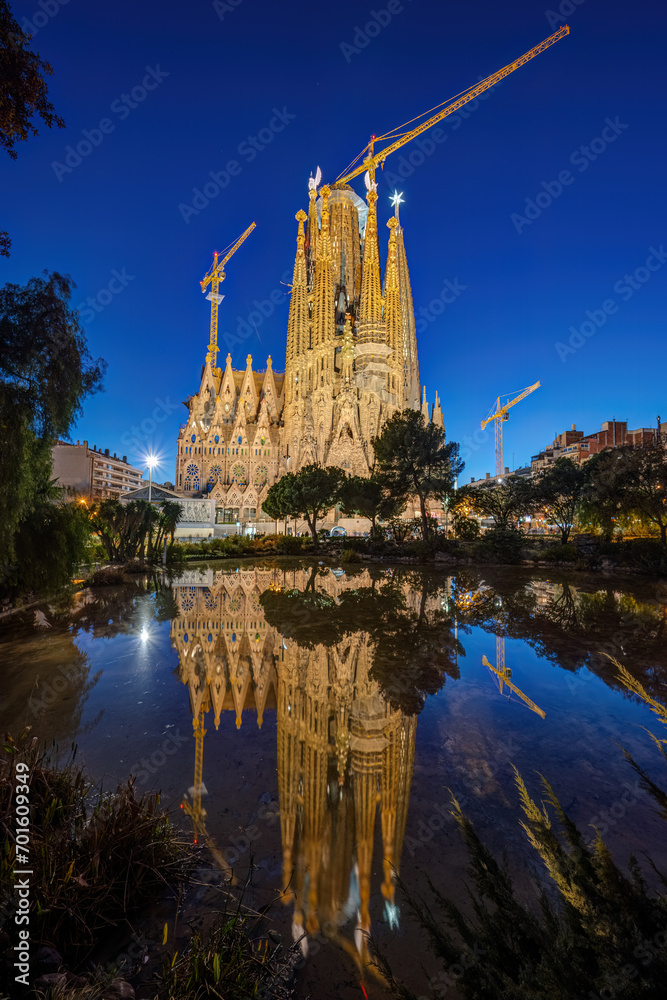 The famous Sagrada Familia in Barcelona at night The famous Sagrada Familia in Barcelona at night