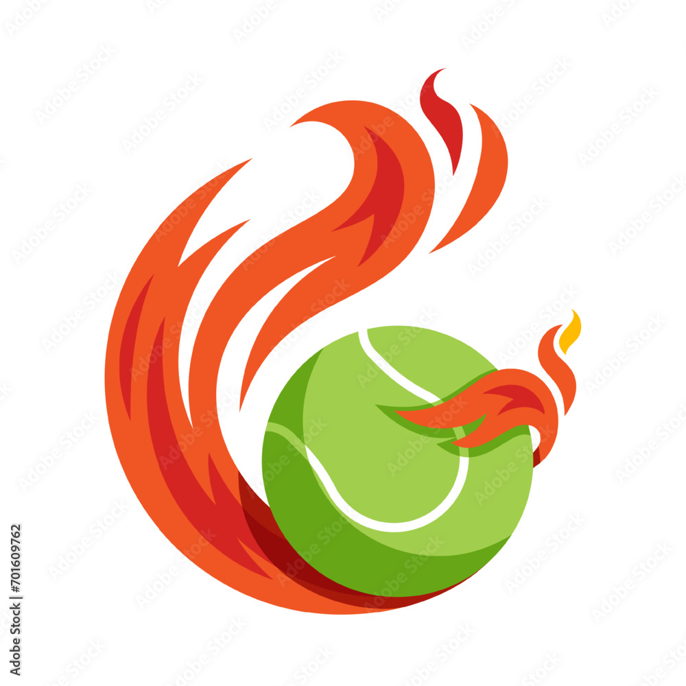 Obraz premium Tennis ball flying fire ball icon Design Vector, Emblem, Design Concept, Creative Symbol.