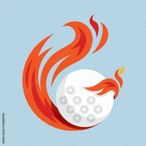 Golf ball flying fire ball icon Design Vector, Emblem, Design Concept, Creative Symbol.