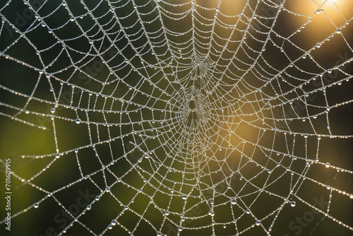 Water drops on spider's web, frozen © Svetlana