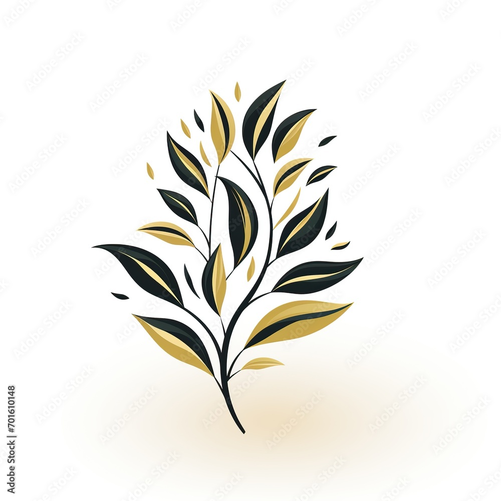 minimalistic logo with branch of a tree plant on white background minimalistic logo with branch of a tree plant on white background