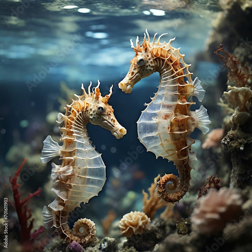 Seahorse Graceful Dive into the Whimsical Realms of Oceanic Elegance ai generated