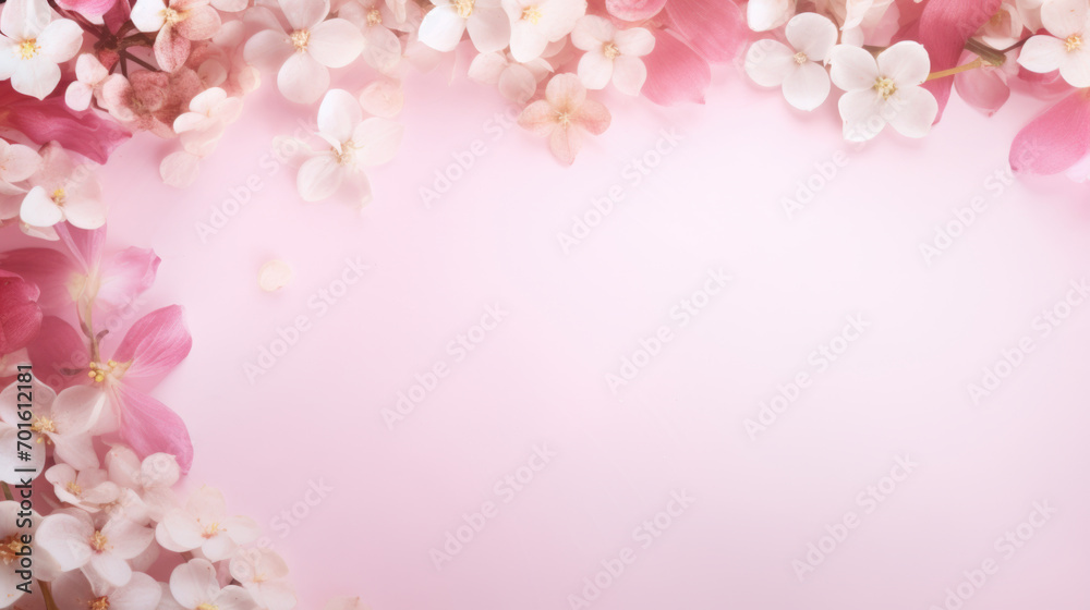 Beautiful pink flowers background with copy space. Spring blossom concept for wedding, women, Mother, 8 March, Valentine's day