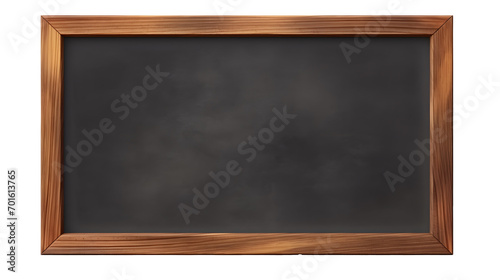 Blank blackboard in wooden frame isolated on transparent or white background