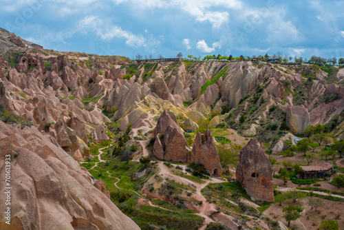 Spring view of Rose Valley in Cappadocia located in Chavusin village, Nevsehir district, Turkey