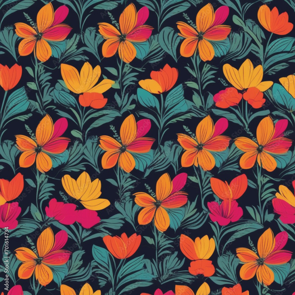 Ai generated a Simple floral pattern design, with bright colors. Ai generated a Simple floral pattern design, with bright colors.
