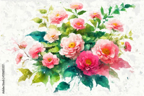 Beautiful oil painting floral illustration