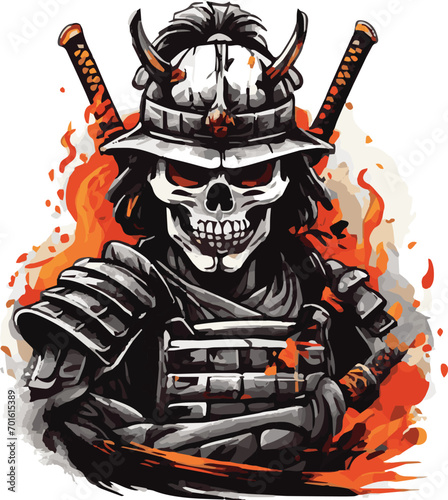 Skull  samurai illustration design