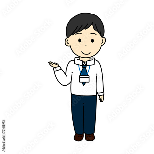案内をする男性のイラスト