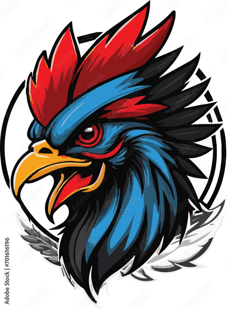 Rooster head mascot logo design vector template. Rooster head mascot for sport team or club