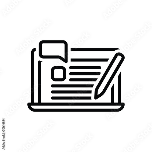 Black line icon for assign