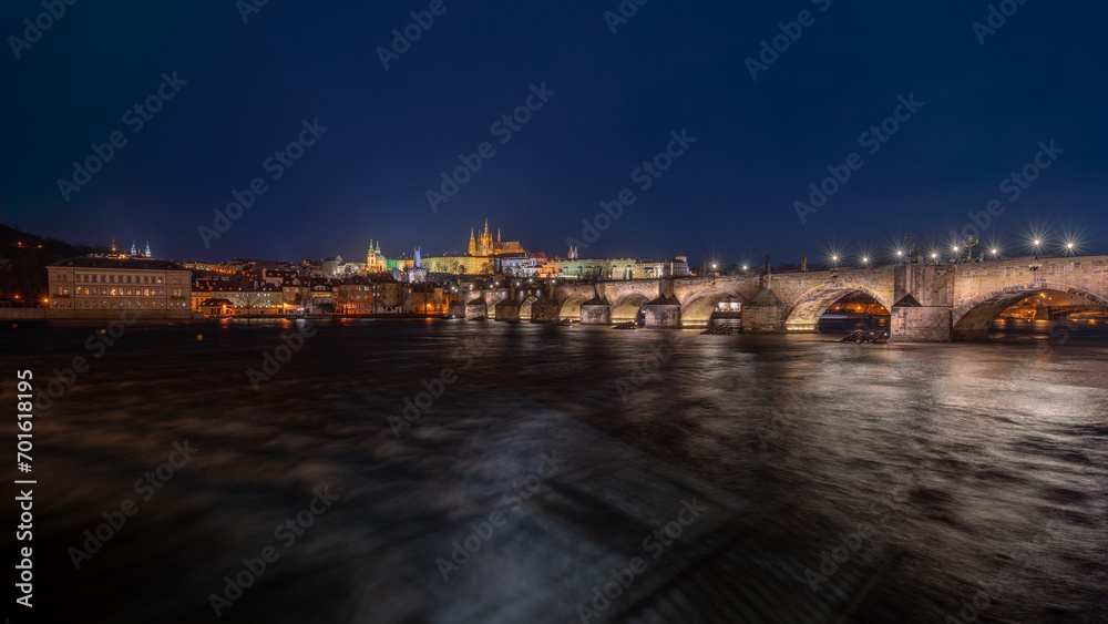 Statue on the famous Charles bridge in Prague, Czech republic