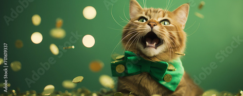 St. Patrick's Day Cat with gold coins