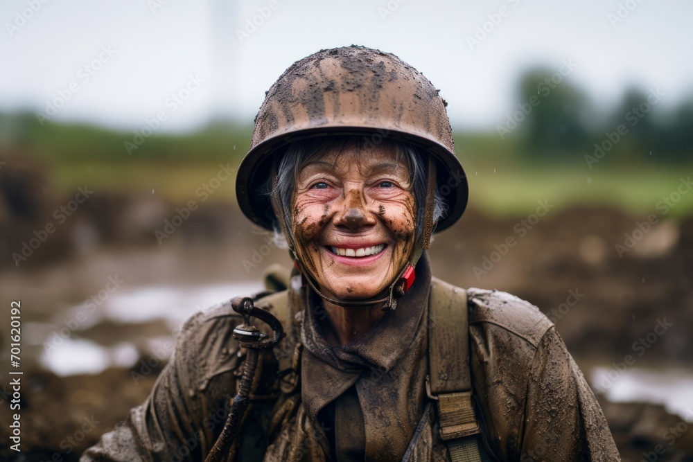 Member of Red Star military history club wears historical German uniform during historical reenactment of WWII in Chernigow, Ukraine