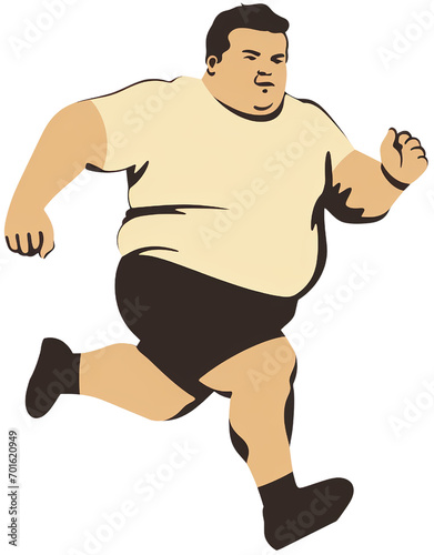 다이어트 달리기하는 뚱보 photo