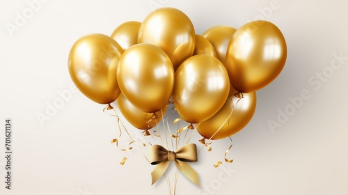 golden balloons on white background