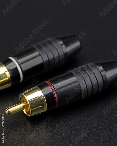 RCA connectors for connecting external audio and video sources. photo