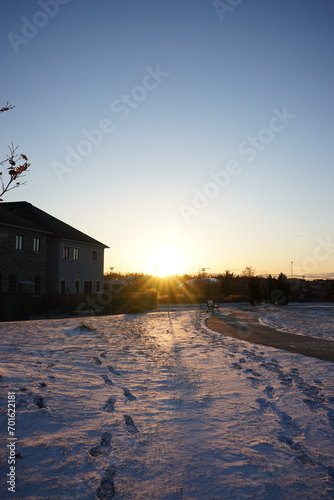 sunset in the village