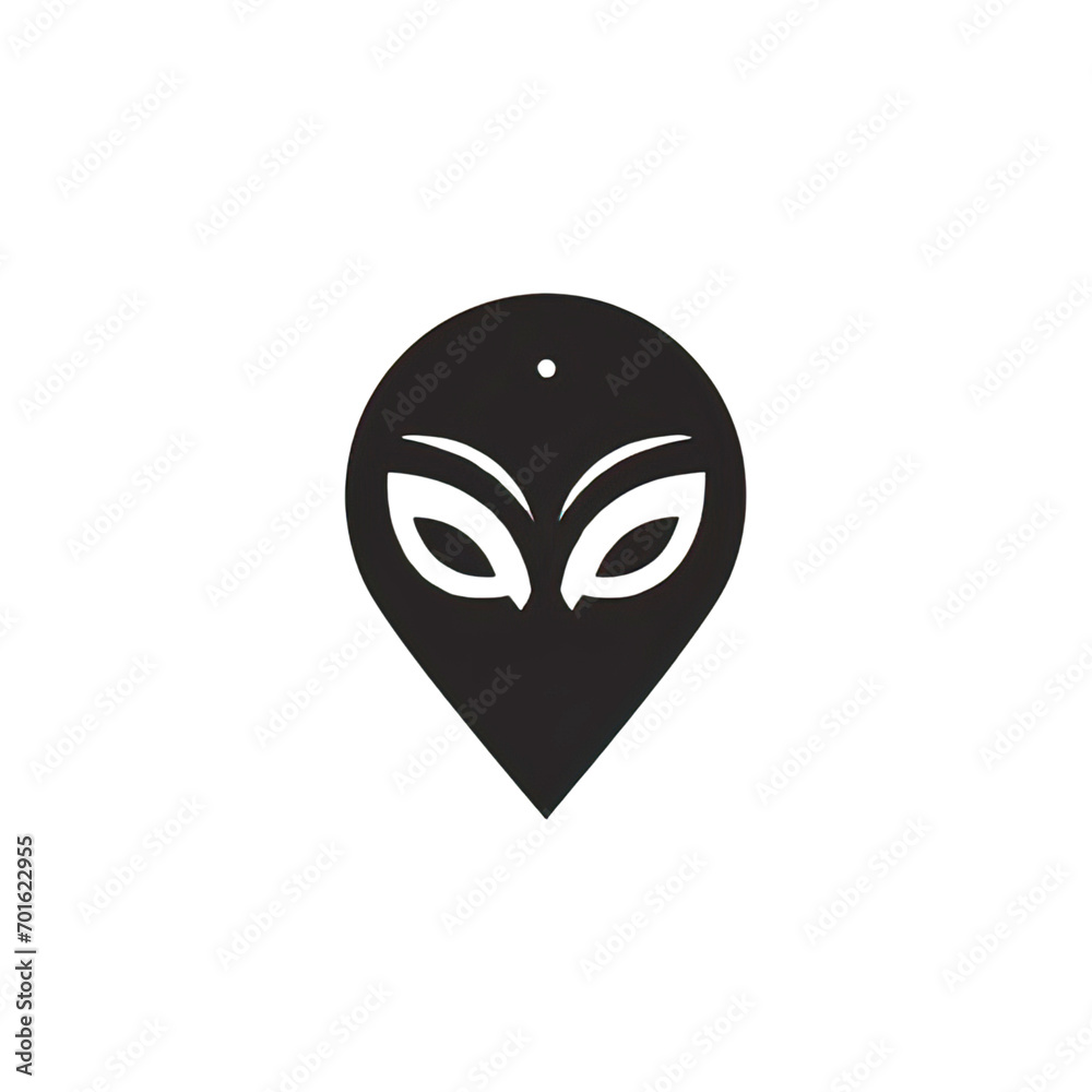 Design of minimalist logo featuring an Alien in black 