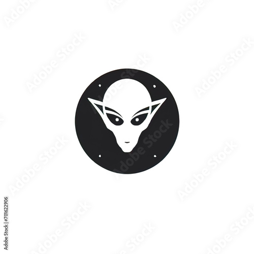 Design of minimalist logo featuring an Alien in black 