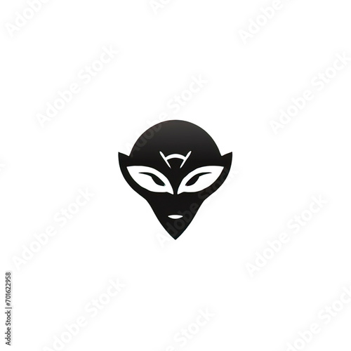 Design of minimalist logo featuring an Alien in black 