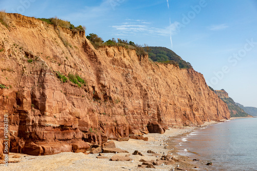Sidmouth Devon  red sandstone cliffs on the Jurassic Coast UK