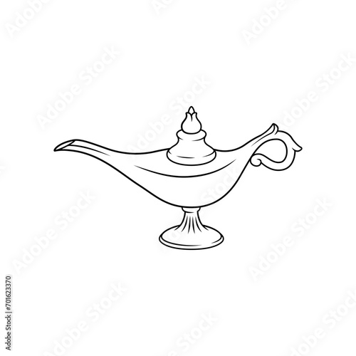 Aladdin lamps line artvector isolated on white background.