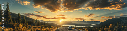 A car driving down a road n...