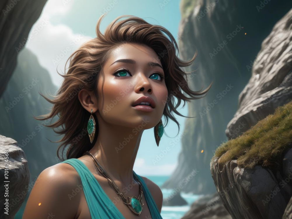 Ethereal Southeast Asian Siren - A surreal 8k digital art painting of a