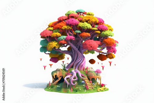 3d fantasy tree cartoon style