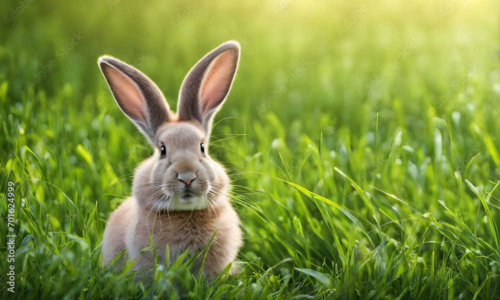 Easter enchantment: Rabbit in a spring blossom field Easter enchantment: Rabbit in a spring blossom field
