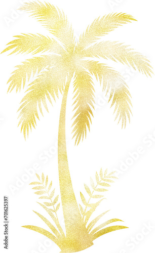 Golden Glitter Date palm tree, Ramadan Kareem gold glitter element © solargaria