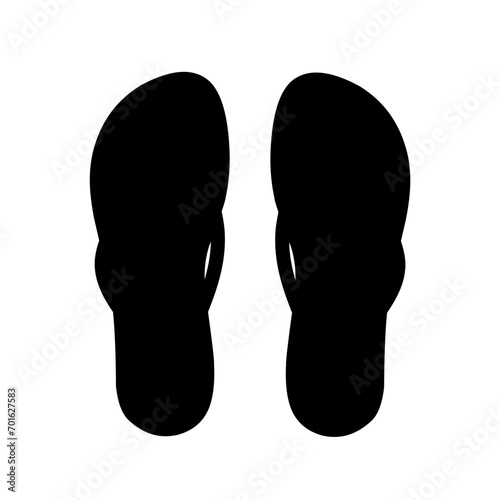 Silhouette of sandals on white background. Human footprints wearing footwear. Suitable for human logos.