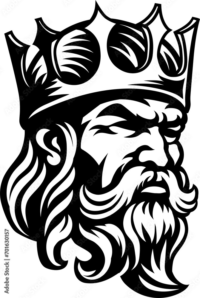 King Medieval Crown Head Man Mascot Face Icon King Medieval Crown Head Man Mascot Face Icon
