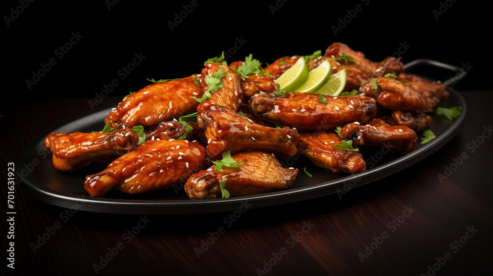 A platter of juicy, flavorful hot wings tossed in a spicy sauce