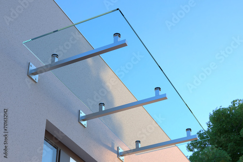 Glass canopy over the front door, 3d illustration