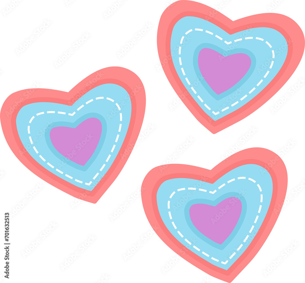 Set of pink blue love shape