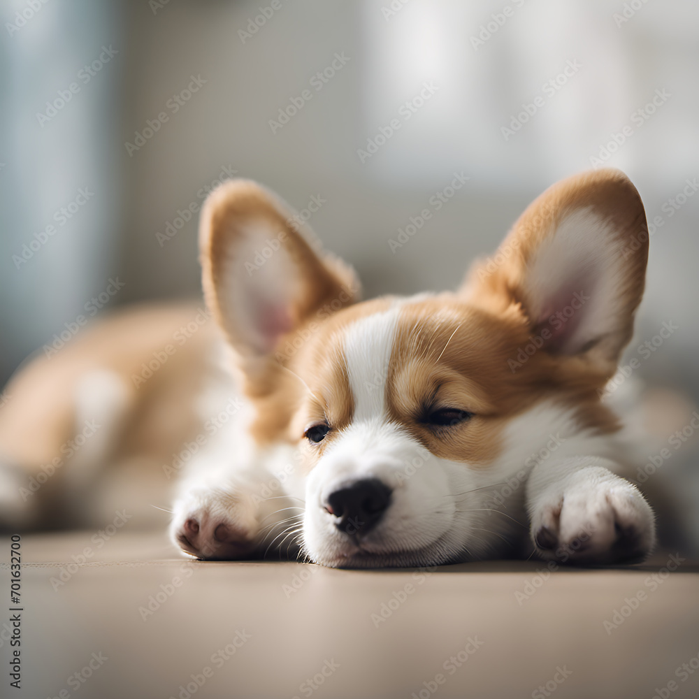 corgi puppy sleeping on the floor corgi puppy sleeping on the floor