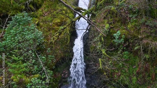 Waterfall within Lake Vyrnwy, Wales, United Kingdom photo