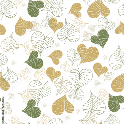 Leaves. Hand drawn graphics. Green seamless doodles for fabric and packaging design.