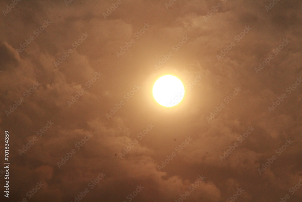 Sunset and beautiful sky evening, scenery and light in the evening, orange clouds panoramic view