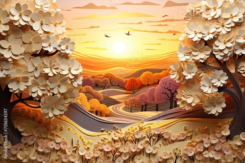 Fall in Love with Nature - Scenic Collage of Autumn leaves, Flowers, and Birds photo
