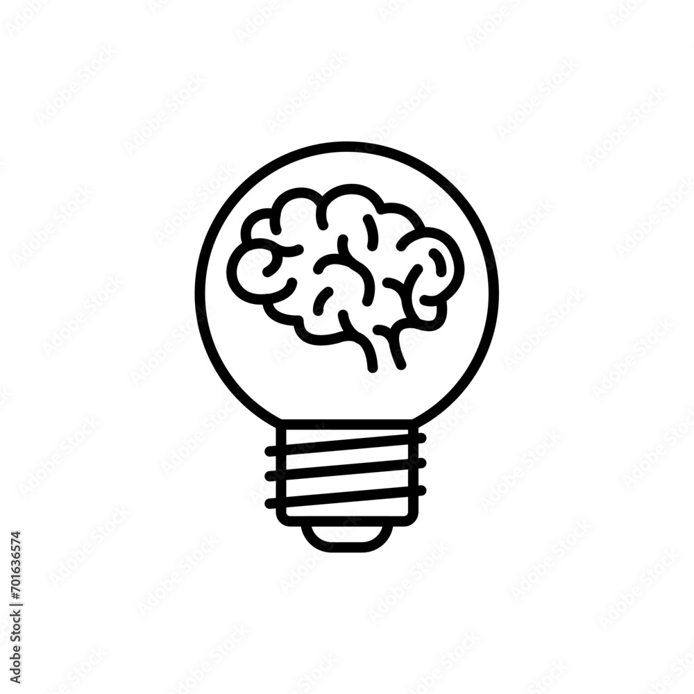 Brain bulb outline icons, minimalist vector illustration ,simple transparent graphic element .Isolated on white background Brain bulb outline icons, minimalist vector illustration ,simple transparent graphic element .Isolated on white background