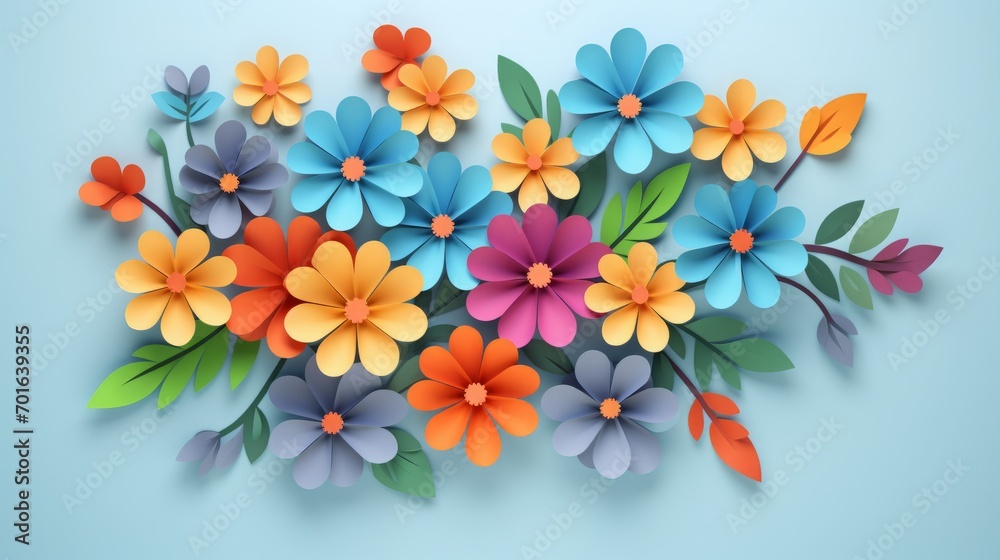 Colorful Paper Style Flowers