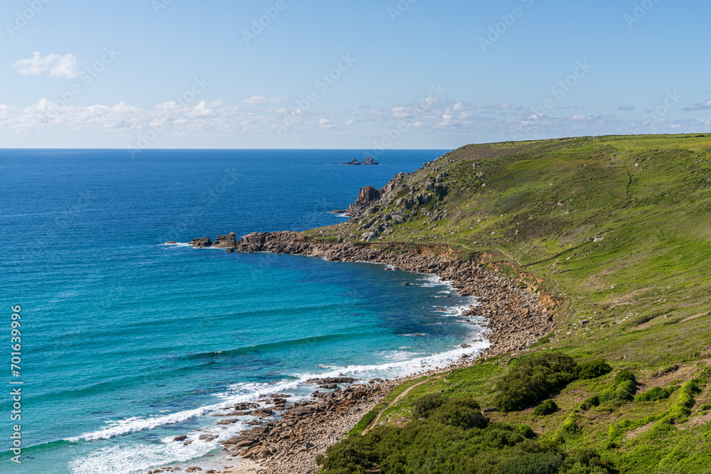 Celtic Sea Coast and cliffs near Gwynwer Beach, Cornwall, England, UK Celtic Sea Coast and cliffs near Gwynwer Beach, Cornwall, England, UK